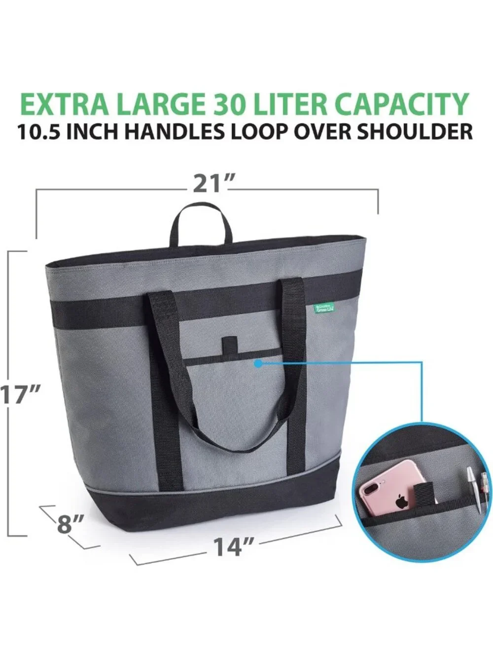 Jumbo Insulated Cooler Bag - Collapsible Soft Cooler for Groceries, Travel